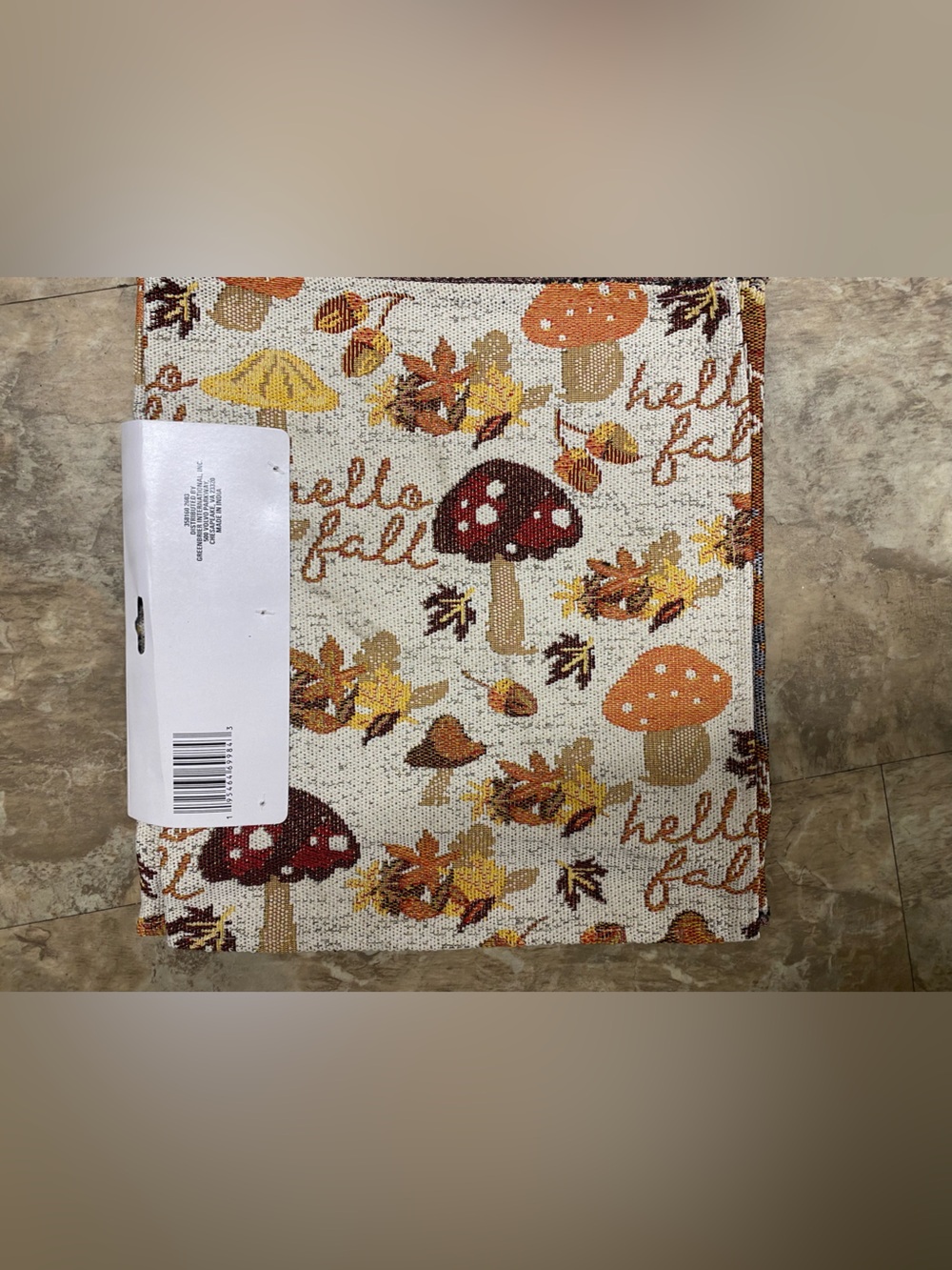 70 Inch Table Runner Fall Harvest Floral White & Orange NWT